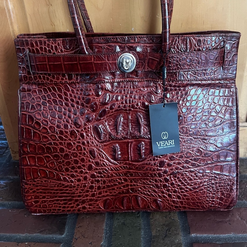 Veari brown crocodile satchel purse - Picture 10 of 11